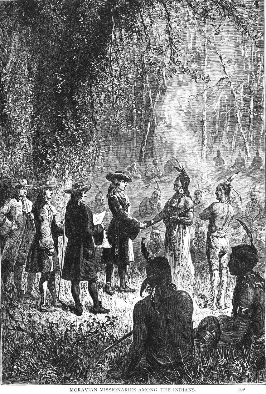 ऑगस्टस एल। मेसन द्वारा 1883 में &39;द रोमांस एंड ट्रेजेडी ऑफ पायनियर लाइफ&39; से भारतीयों के बीच मोरावियन मिशनरी द्वारा अमेरिकी स्कूल