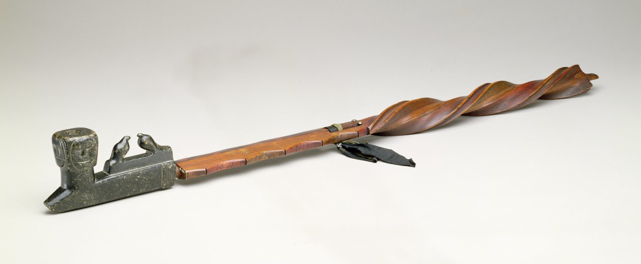 पाइप का तना, चिप्पेवा, सी .1850 (लकड़ी और धातु) द्वारा अमेरिकी स्कूल