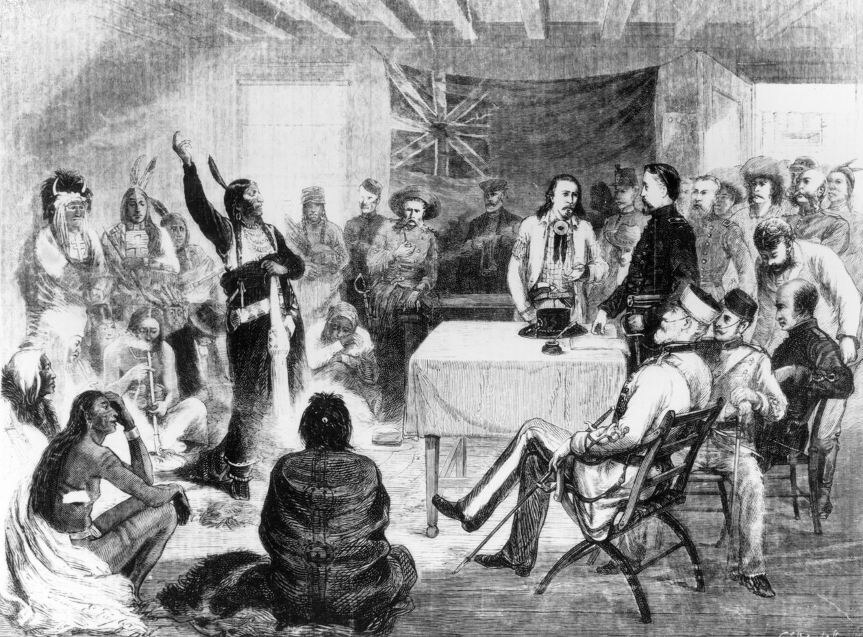 सिटिंग बुल काउंसिल, 1877 द्वारा अमेरिकी स्कूल