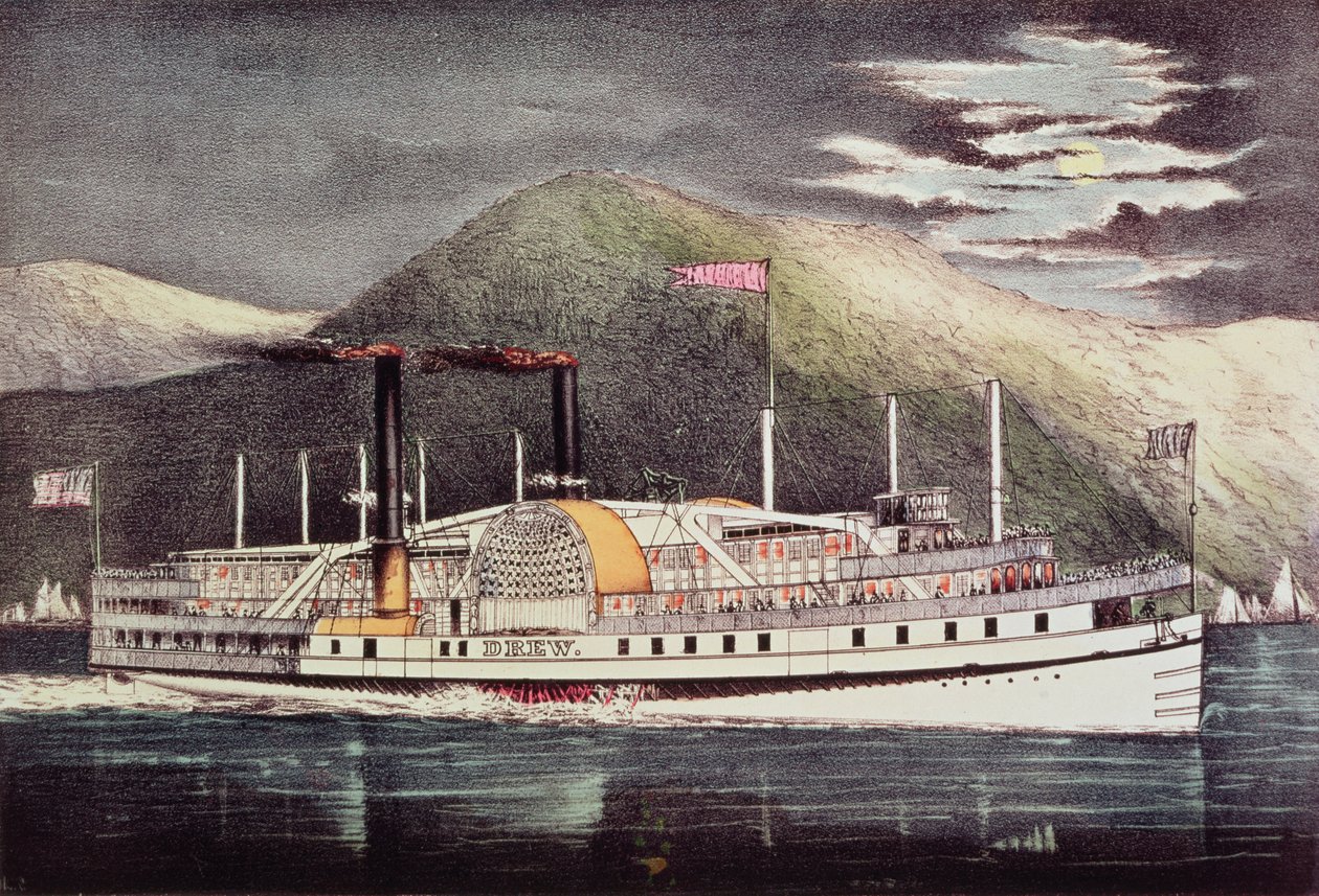 स्टीमर ड्रू, नाथनियल क्यूरियर (1813-88) और जेम्स मेरिट इवेस (1824-95) द्वारा प्रकाशित द्वारा अमेरिकी स्कूल