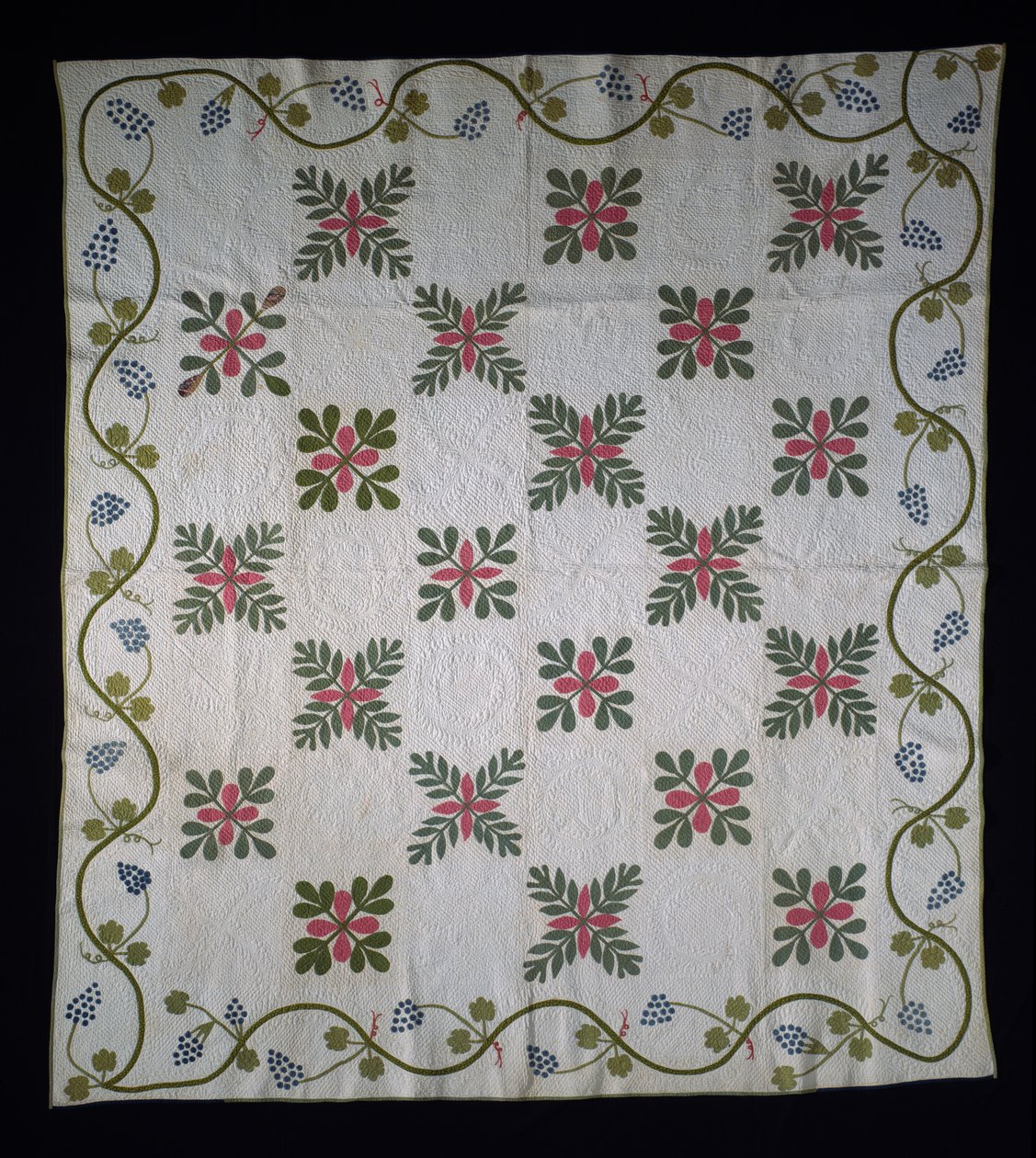 भूतल पिपली रजाई, c.1850-70 (कपास) द्वारा अमेरिकी स्कूल