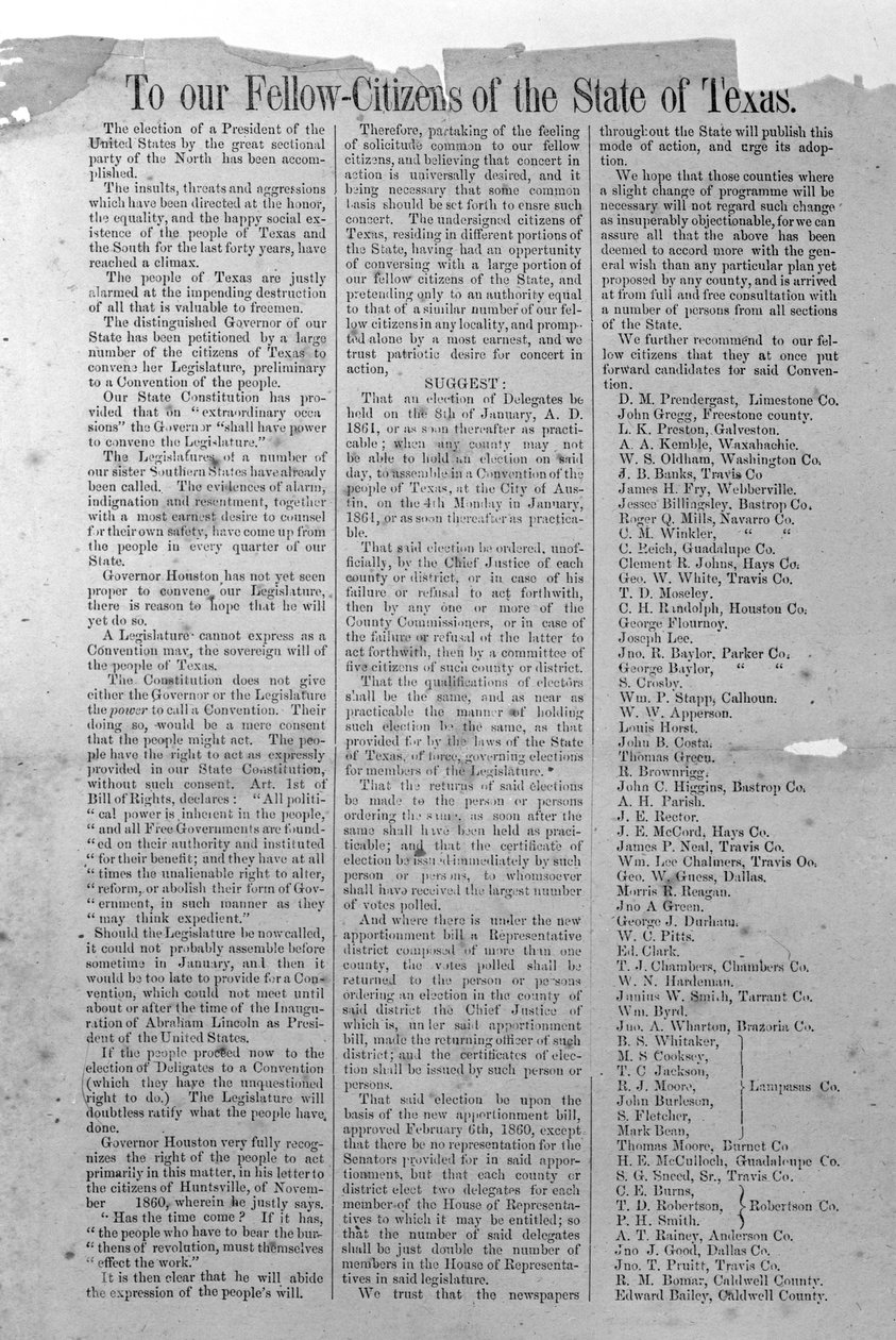 टेक्सास सेकेंडरी ऑर्डिनेंस, 8 जनवरी 1861 (प्रिंट) द्वारा अमेरिकी स्कूल