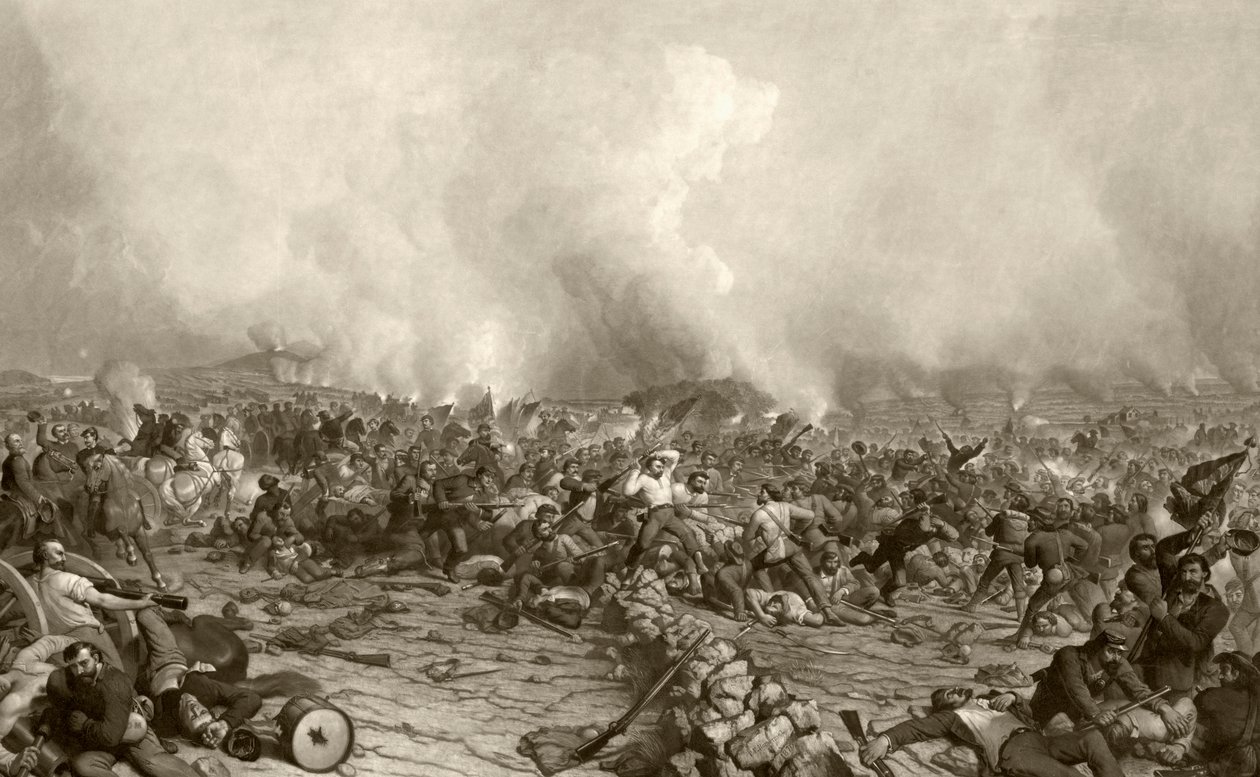 Gettysburg की लड़ाई, 19 वीं सदी के बाद जॉन सार्तेन द्वारा पीएफ अभिज्ञान द्वारा माफी मांगने से छपे द्वारा अमेरिकी स्कूल