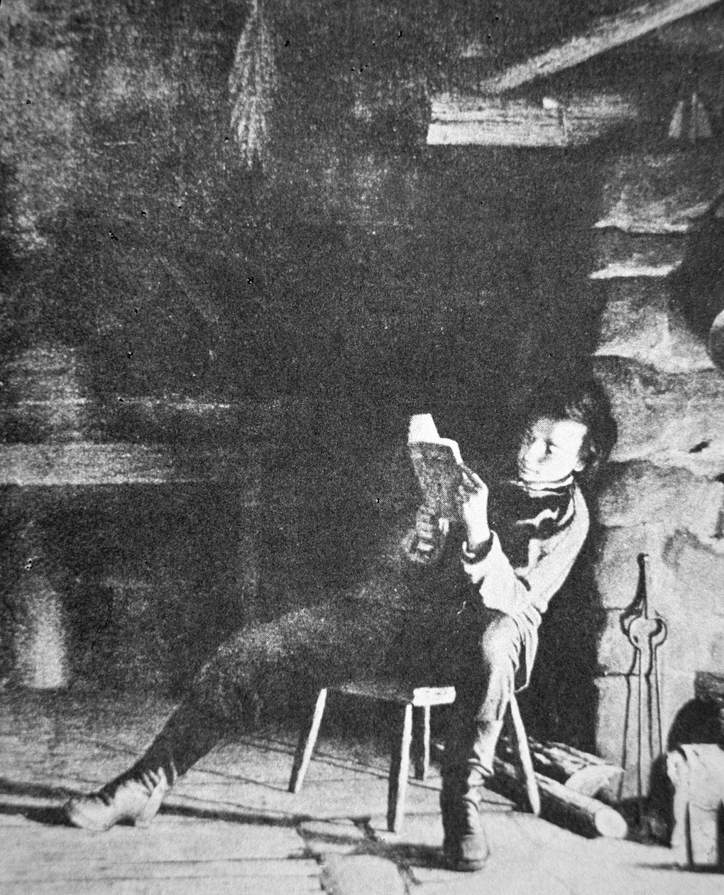 अब्राहम लिंकन (1809-65) एक युवा लड़के के रूप में (बी/डब्ल्यू फोटो) द्वारा अमेरिकी फोटोग्राफर