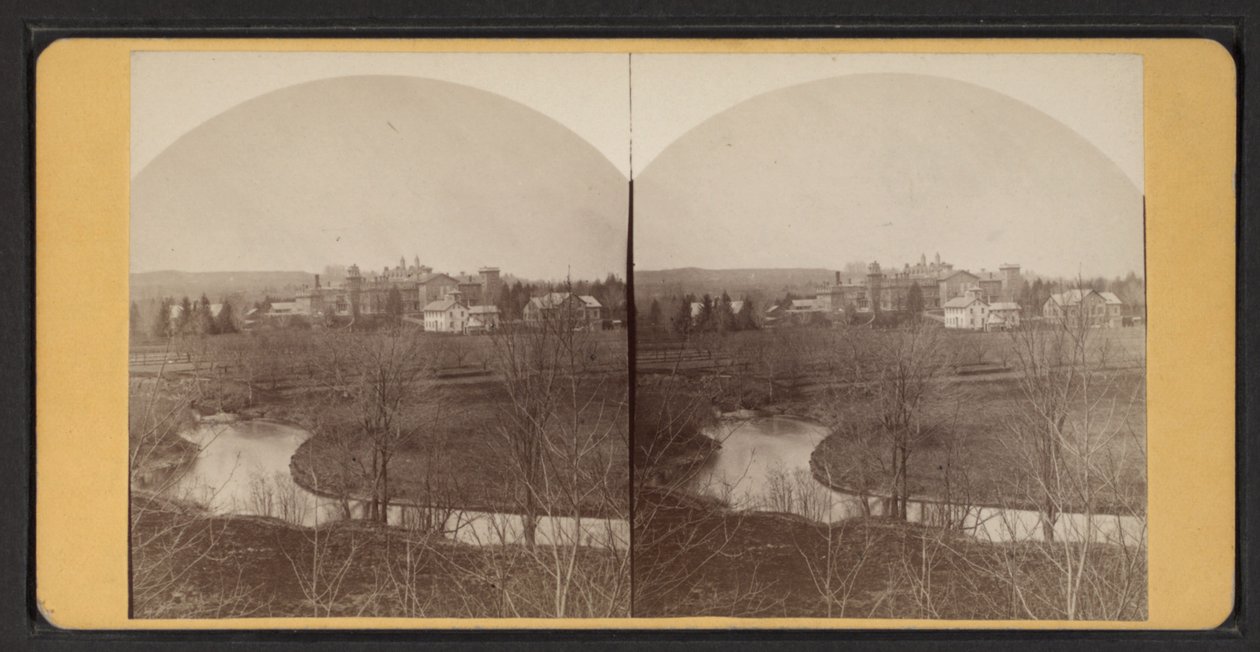 घर की इमारतों का विहंगम दृश्य, c.1870 (b/w फोटो) द्वारा अमेरिकी फोटोग्राफर