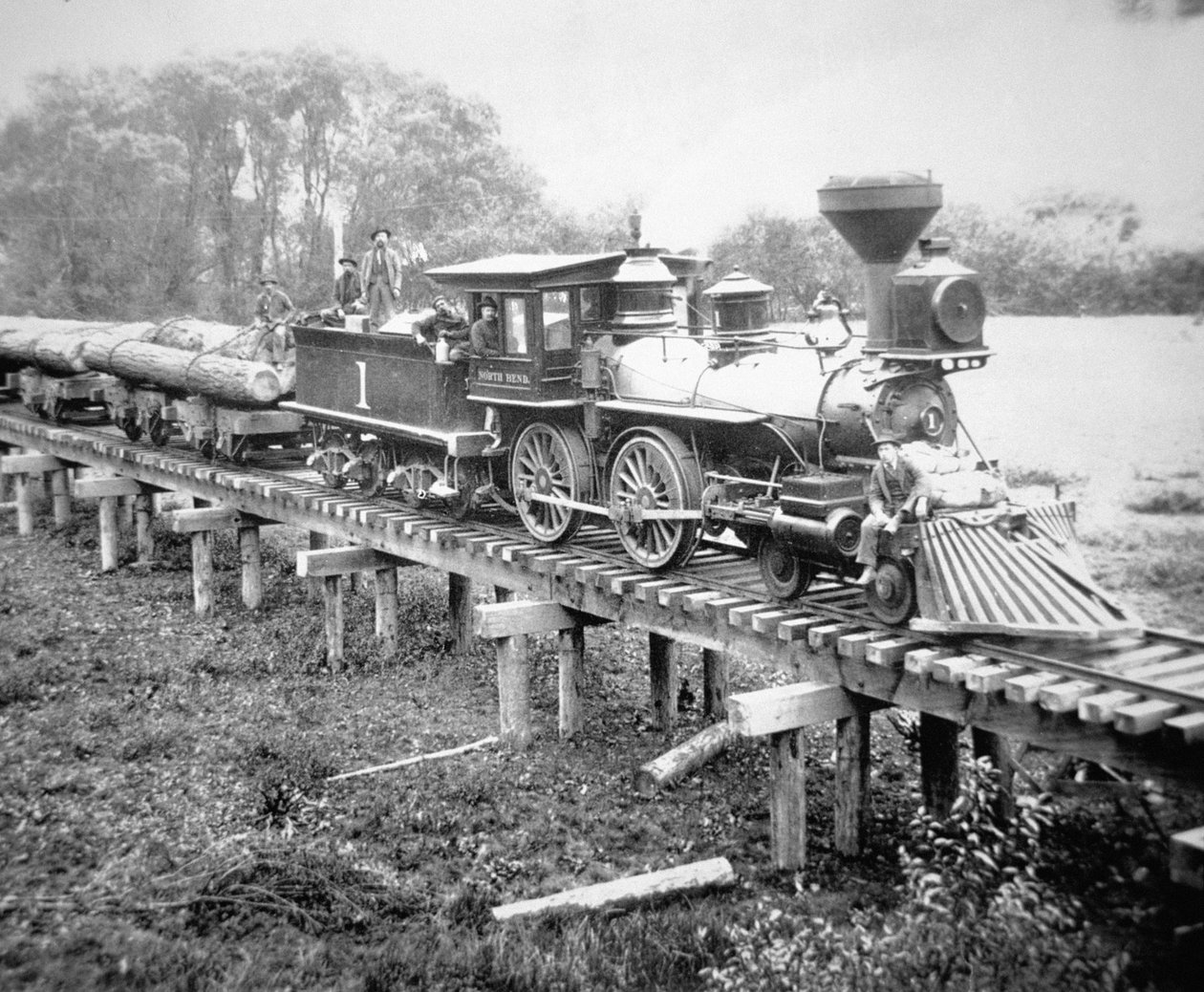 फ्रेट ट्रेन, कॉस काउंटी, ओरेगन, c.1880 (b/w फोटो) द्वारा अमेरिकी फोटोग्राफर