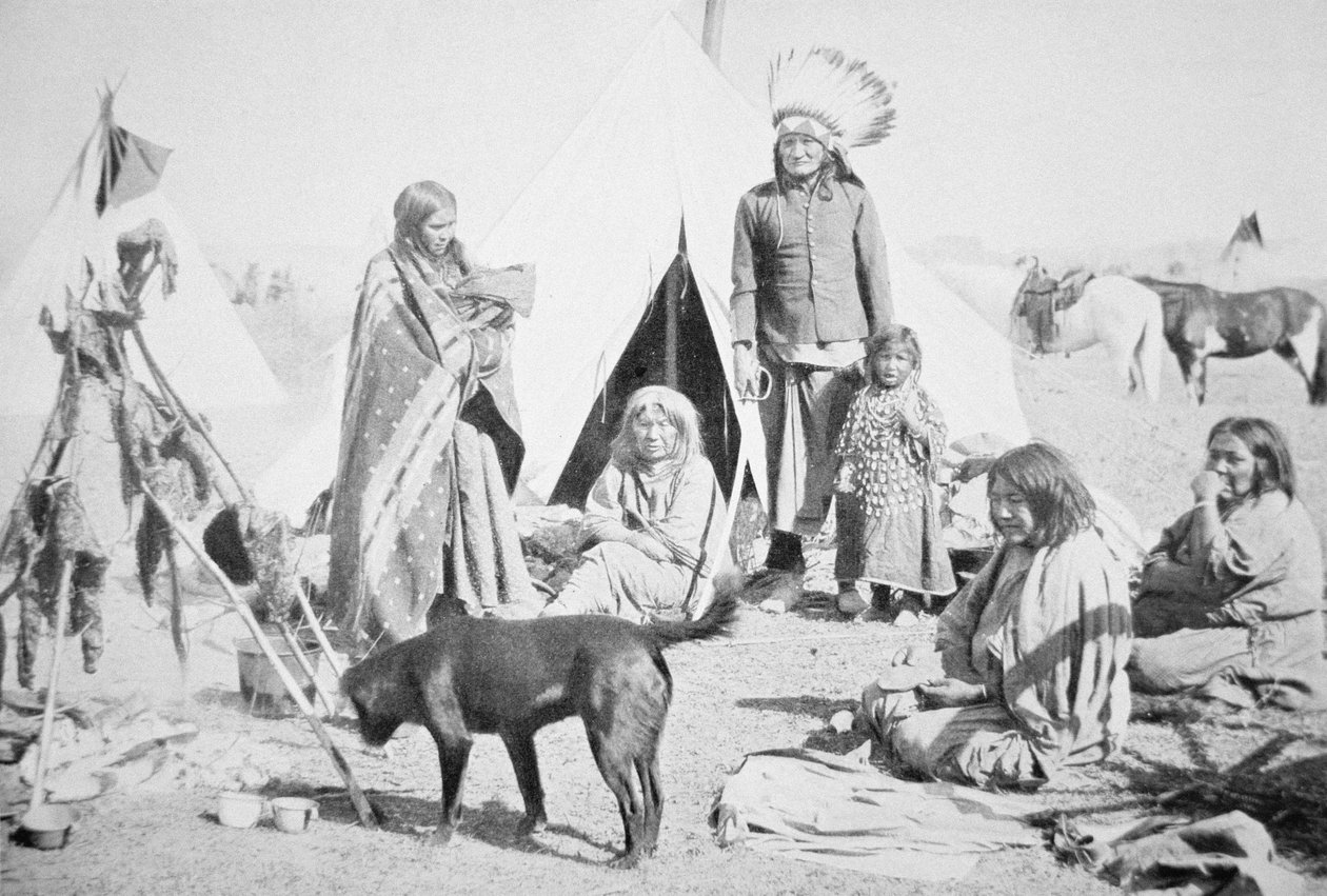 पाइन रिज, साउथ डकोटा में सिओक्स आरक्षण, c.1890 (b/w फोटो) द्वारा अमेरिकी फोटोग्राफर
