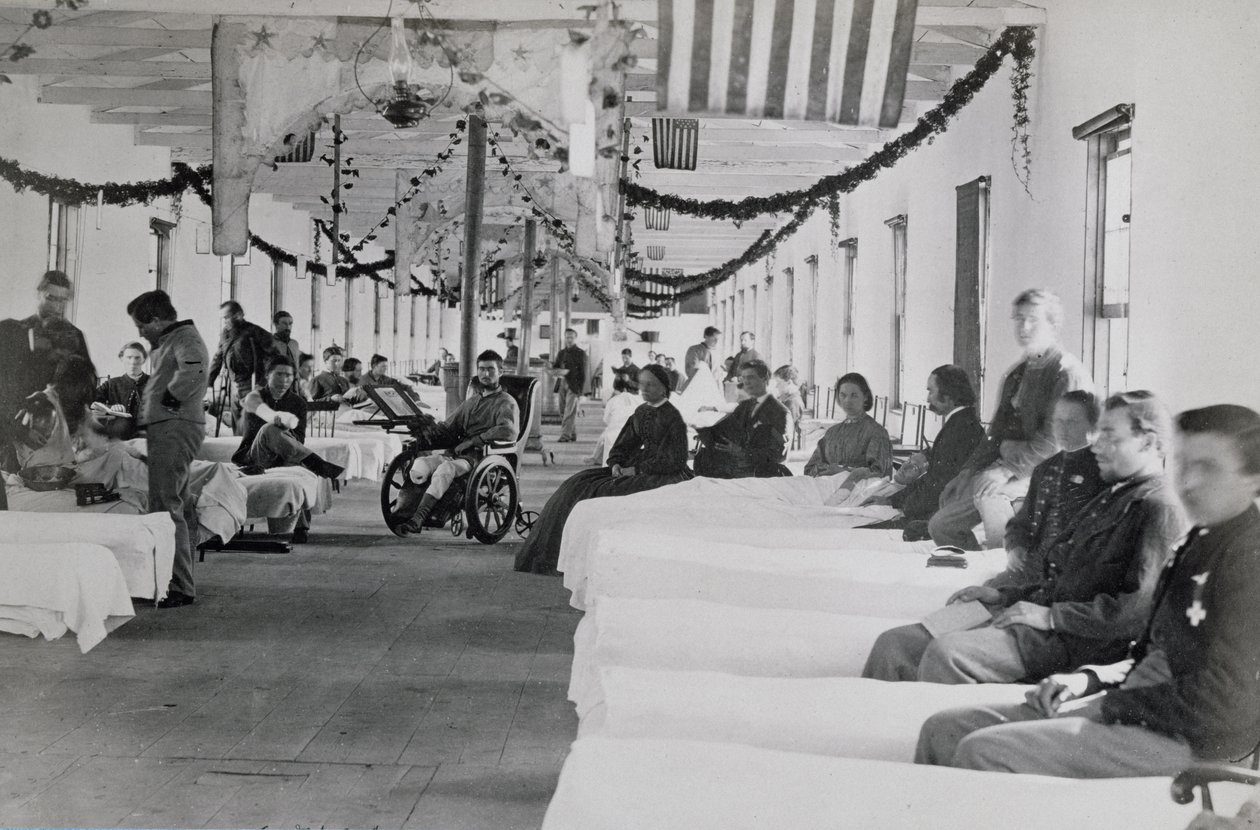 वार्ड में आर्मरी स्क्वायर अस्पताल, वाशिंगटन डीसी, c.1865 द्वारा अमेरिकी फोटोग्राफर