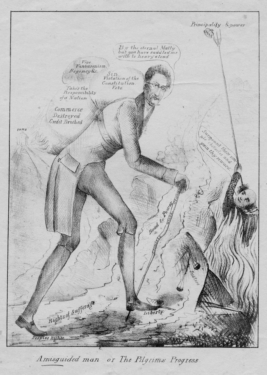 एक पथभ्रष्ट व्यक्ति, या, तीर्थयात्री प्रगति करते हैं, c.1832 द्वारा अमेरिकी स्कूल