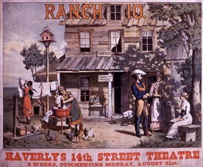 Haverly's 14th Street Theatre (कलर लिथो) में 'Ranch 10' के लिए विज्ञापन द्वारा अमेरिकी स्कूल