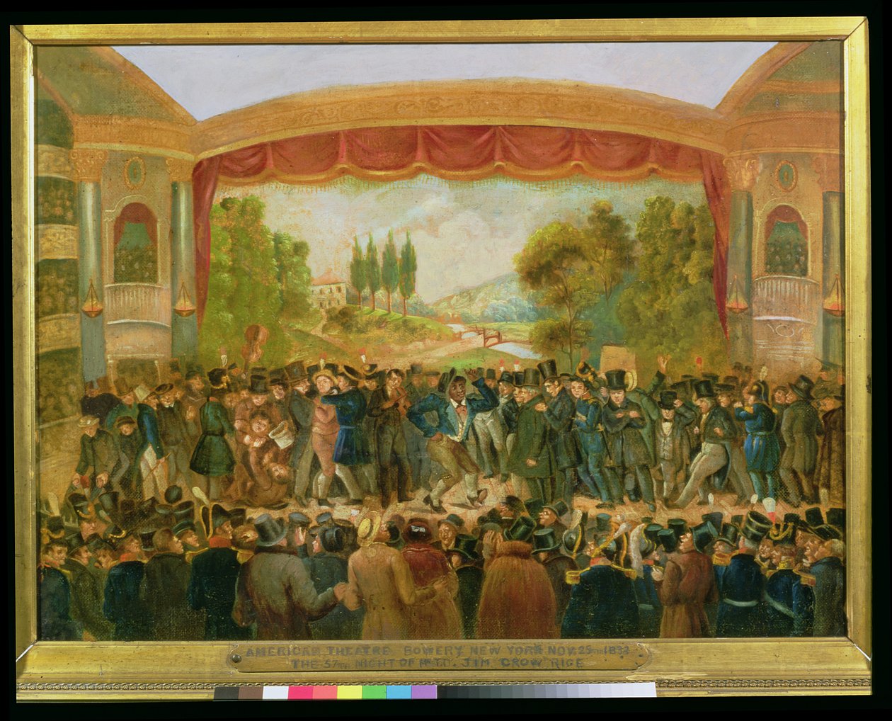 अमेरिकी थिएटर, बोवेरी, न्यूयॉर्क, श्री टीडी जिम क्रो राइस (1808-60) की 57 वीं रात को दर्शाते हुए, 25 नवंबर, 1833 द्वारा अमेरिकी स्कूल