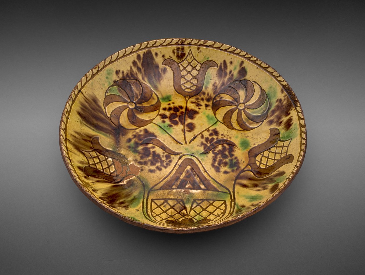बाउल, c.1800 (स्लिपवेयर) द्वारा अमेरिकी स्कूल