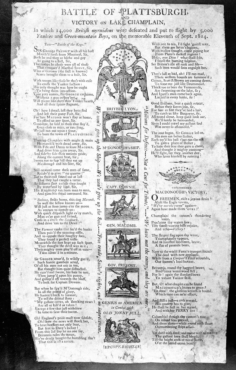 1812 के युद्ध से व्यापक, प्लैटसबर्ग की लड़ाई की विशेषता और लेक चंपलेन पर विजय (प्रिंट) द्वारा अमेरिकी स्कूल