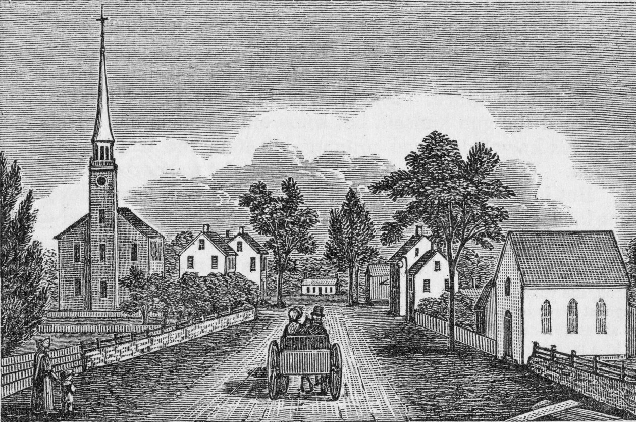जॉन वार्नर बार्बर द्वारा &39;कनेक्टिकट हिस्टोरिकल कलेक्शंस&39;, 1856 से एंग्रीगेशनल और एपिस्कल चर्च, ईस्ट हेवन द्वारा अमेरिकी स्कूल