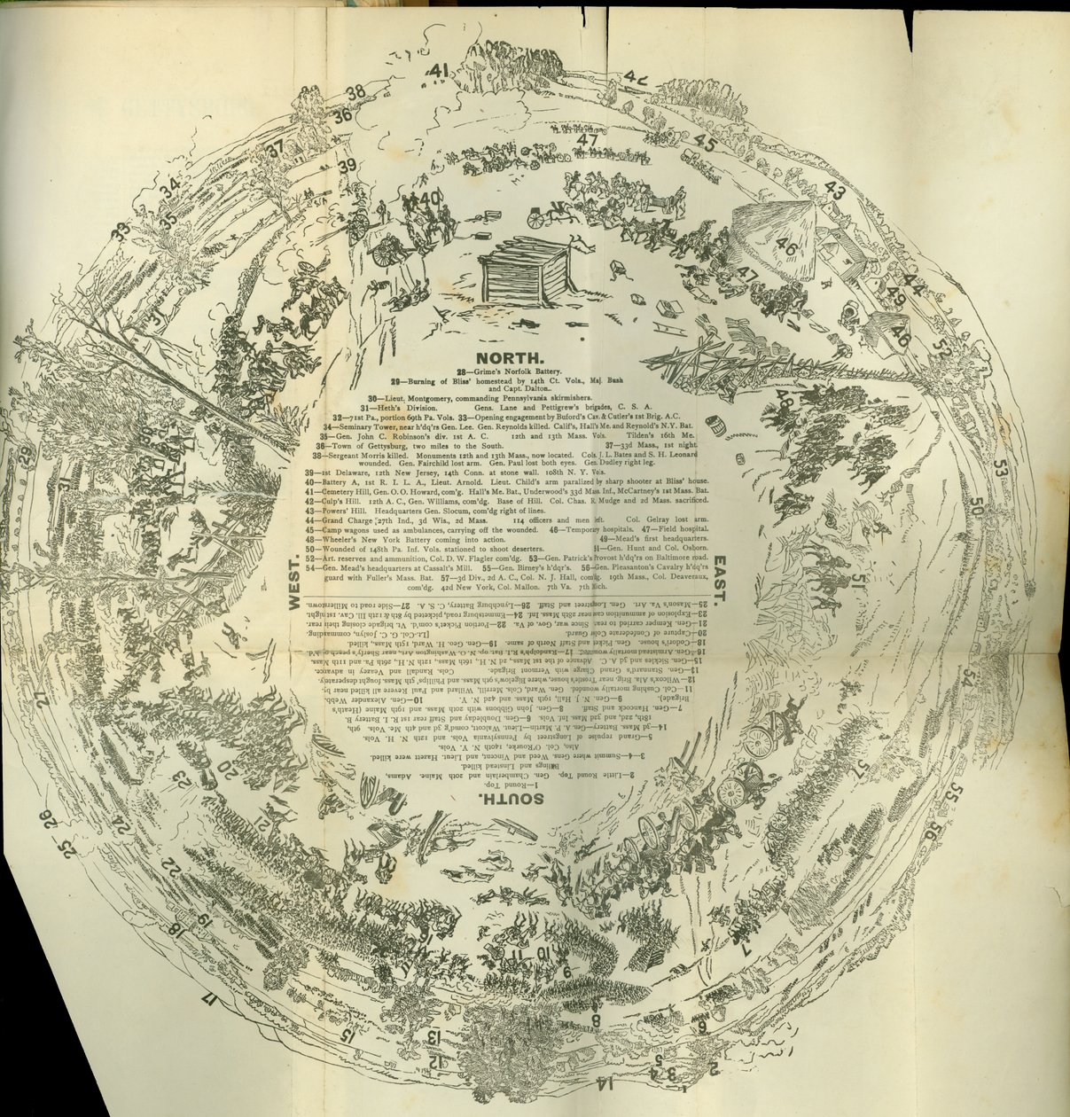 Cyclorama महान विद्रोह के इतिहास का विस्तार करते हुए मानचित्र को देखें, c.1870 द्वारा अमेरिकी स्कूल
