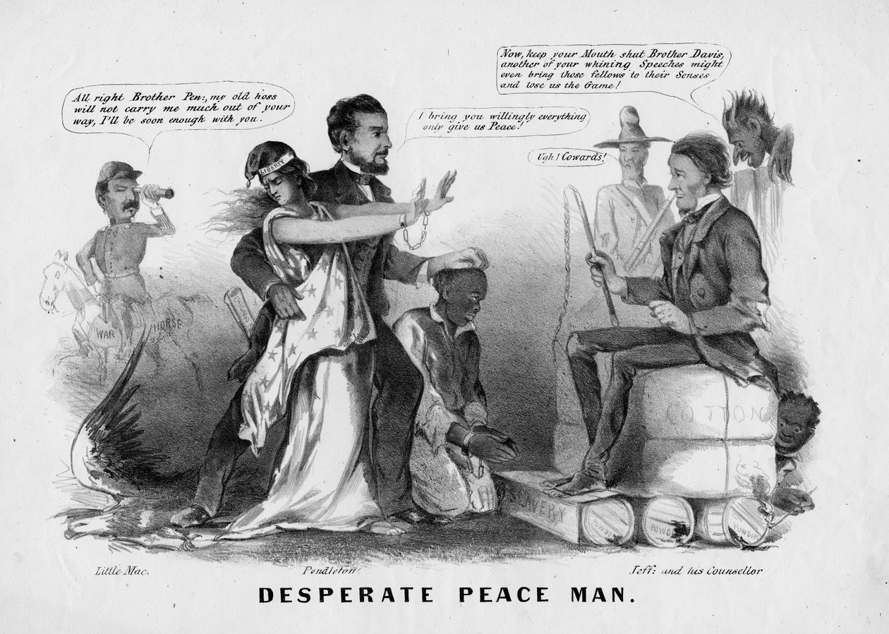 हताश शांति आदमी, क्यूरियर एंड इव्स, न्यूयॉर्क द्वारा प्रकाशित, c.1866 द्वारा अमेरिकी स्कूल