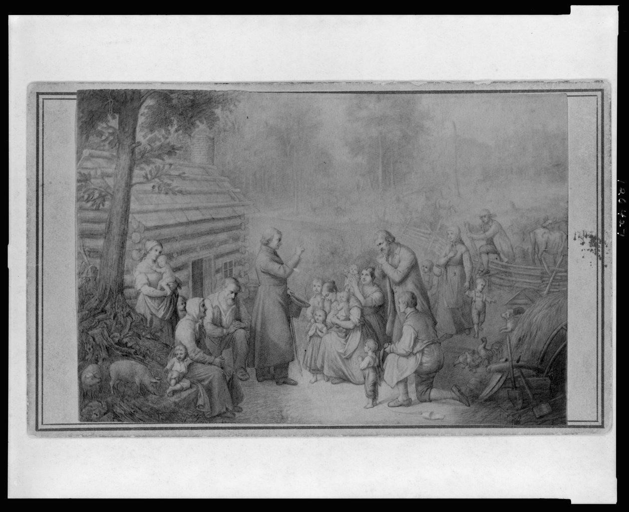 फादर फेनविक की ओहियो में पहली कैथोलिक की खोज, c.1870 द्वारा अमेरिकी स्कूल