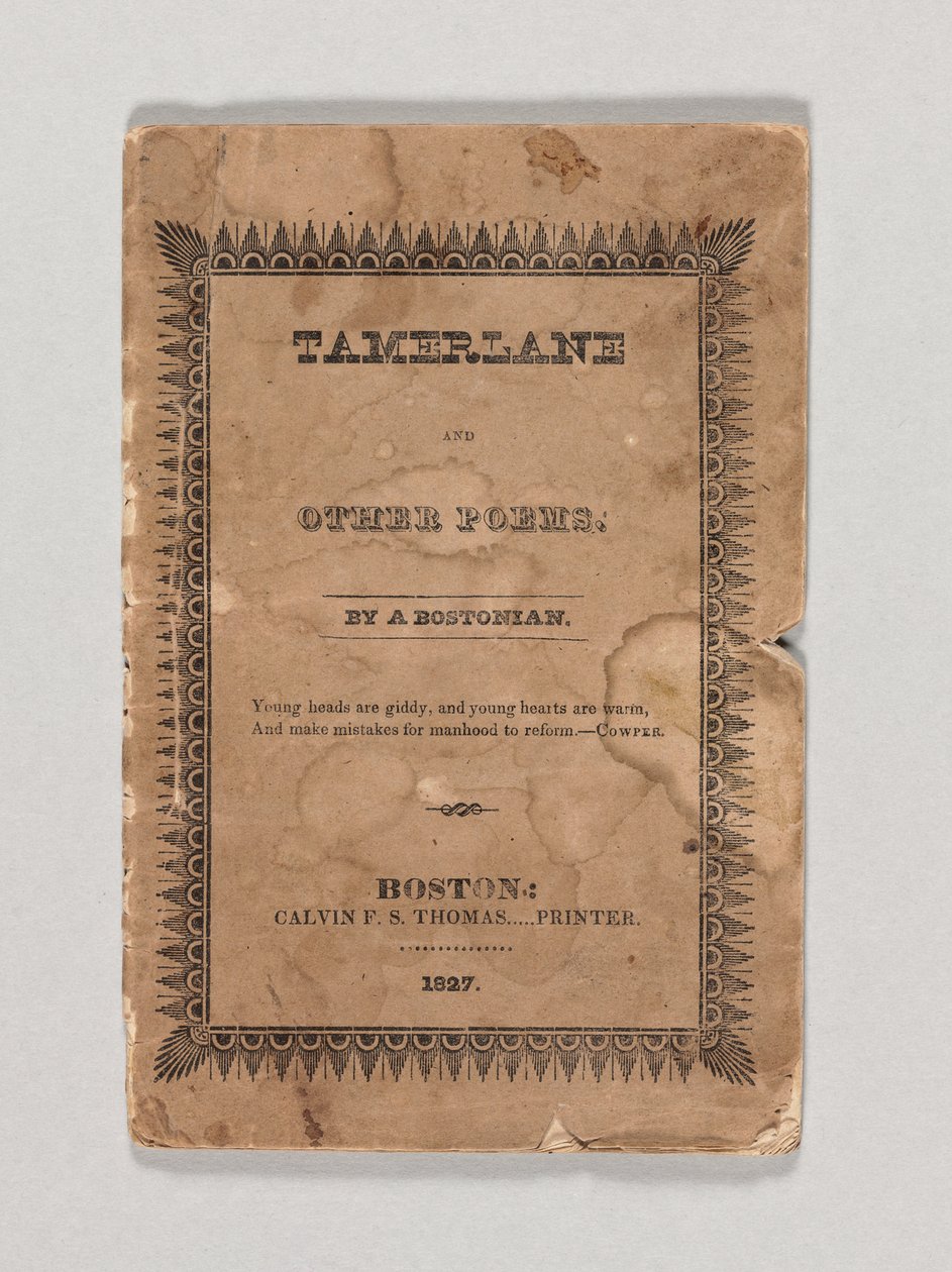 एडगर एलन पो द्वारा &39;तमेरलेन एंड अदर पोएम्स&39; का फ्रंट कवर, 1827 (प्रिंट) (433401 भी देखें) प्रकाशित द्वारा अमेरिकी स्कूल