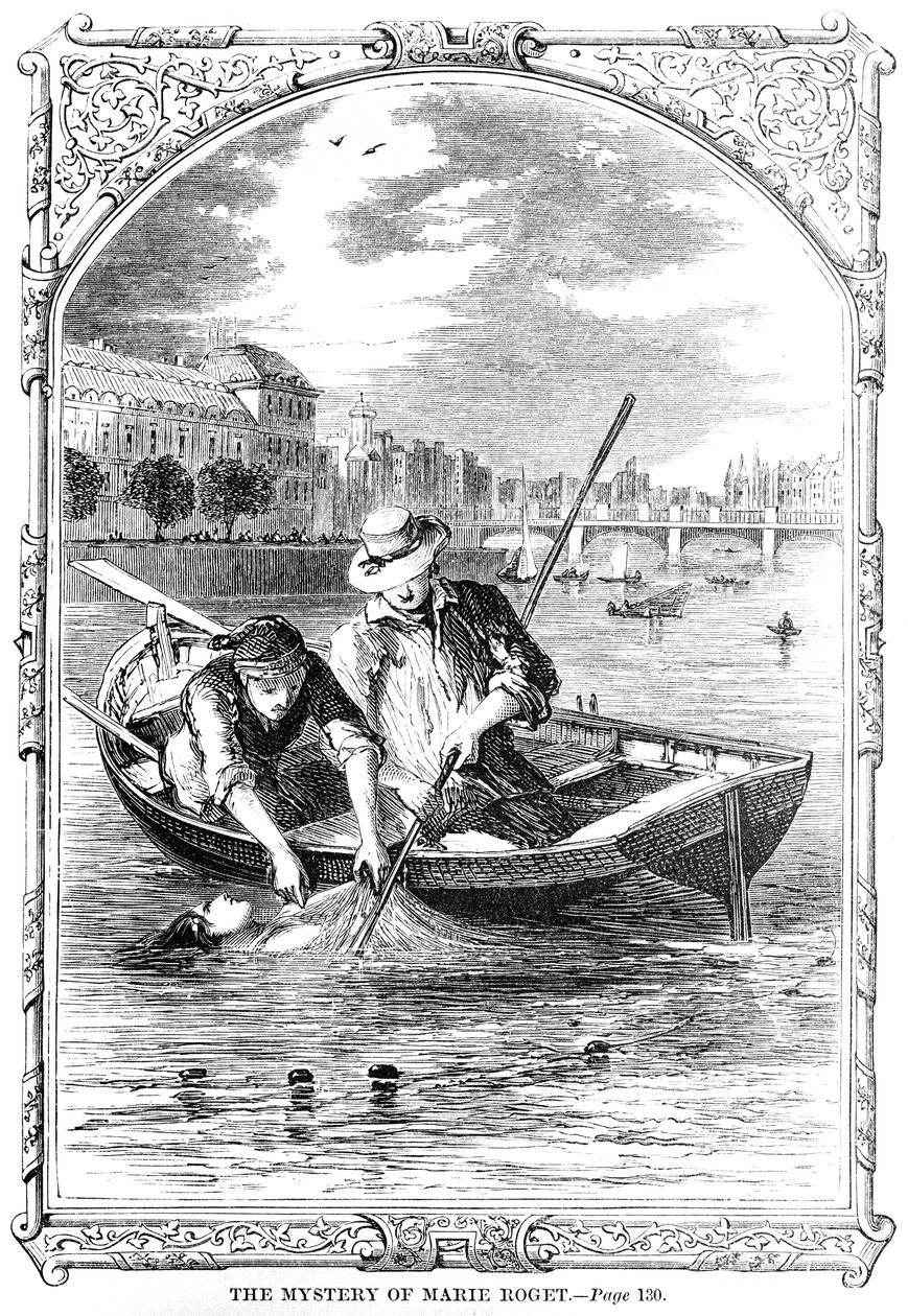 एडगर एलन पो (1809-49) 1852 द्वारा मैरी रोजेट के रहस्य के सामने का भाग द्वारा अमेरिकी स्कूल