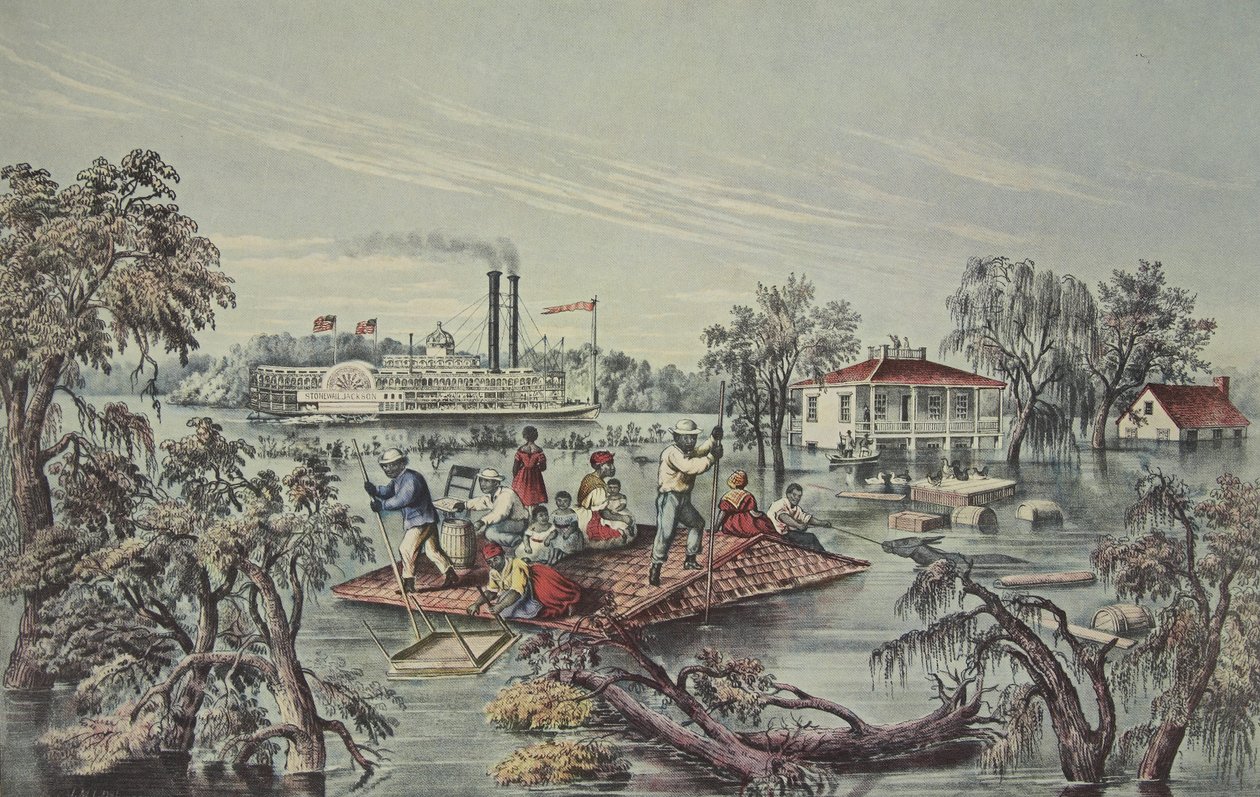 मिसिसिपी, पब में उच्च जल। 1868, क्यूरियर और इवेस द्वारा अमेरिकी स्कूल