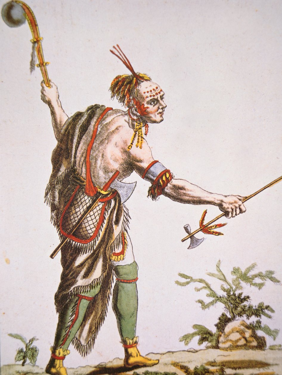 बॉल हेडेड क्लब के साथ Iroquois योद्धा द्वारा अमेरिकी स्कूल