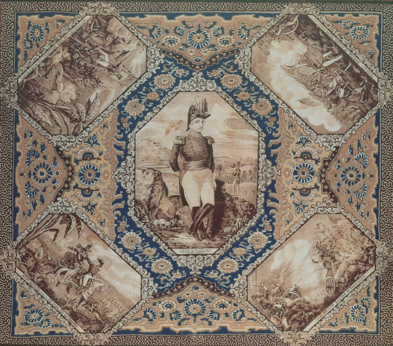 जैचेरी टेलर का चित्रण और मैक्सिकन युद्ध की लड़ाई (1846-8), 1848 (कपास) द्वारा अमेरिकी स्कूल