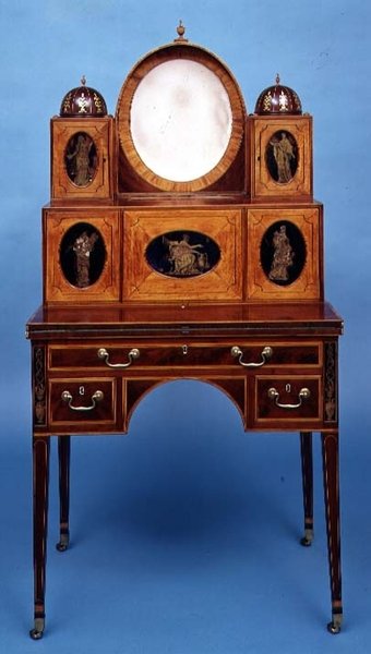 लाडिस डेस्क, 1795-1810 (साटनवुड के साथ महोगनी जड़ा) द्वारा अमेरिकी स्कूल