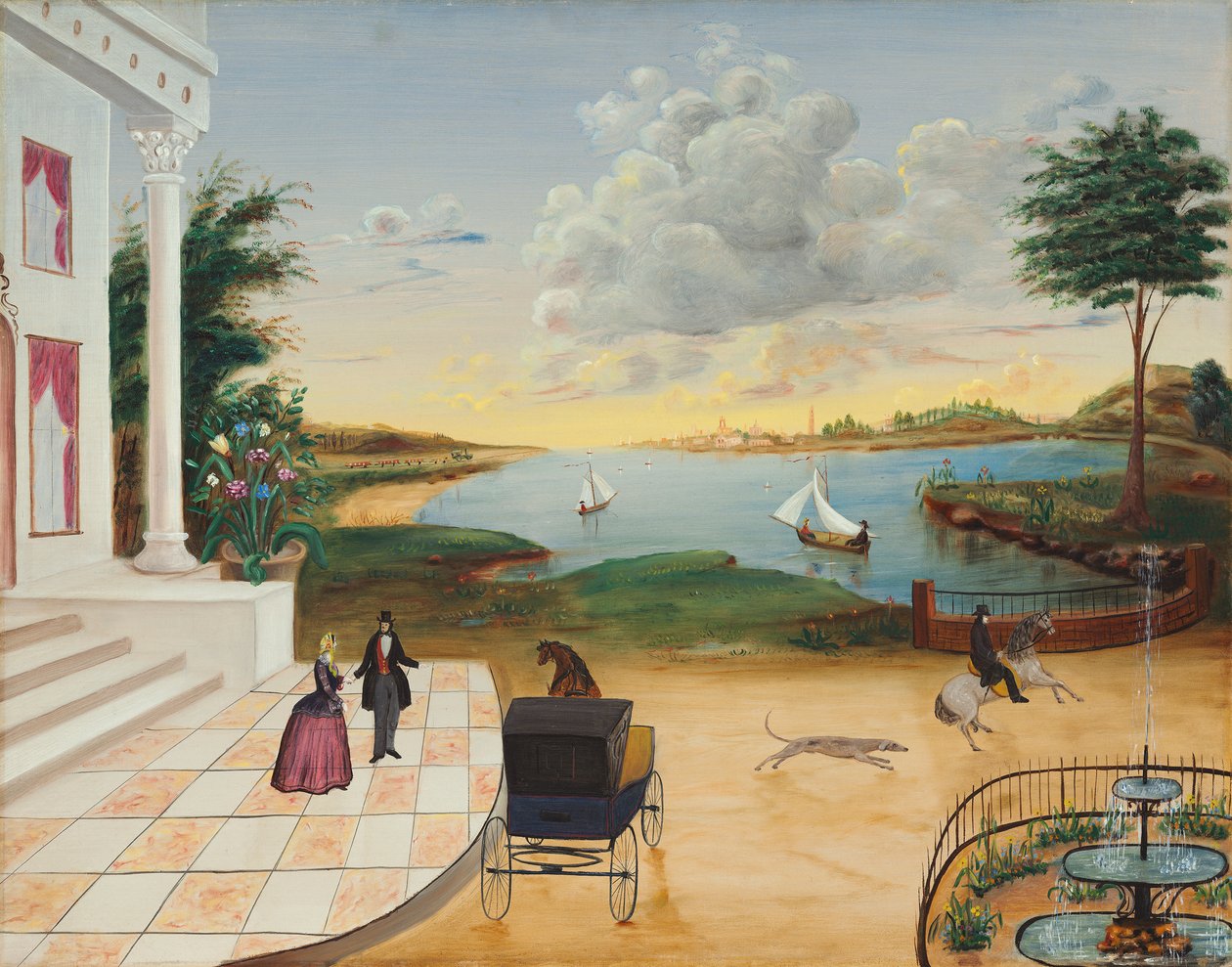 मैनर हाउस को छोड़कर, c.1850-55 द्वारा अमेरिकी स्कूल