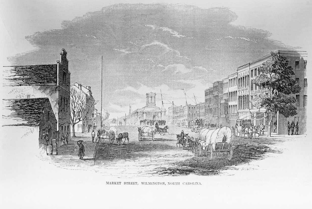 मार्केट स्ट्रीट, विलमिंगटन, उत्तरी कैरोलिना, 24 फरवरी, 1855 द्वारा अमेरिकी स्कूल