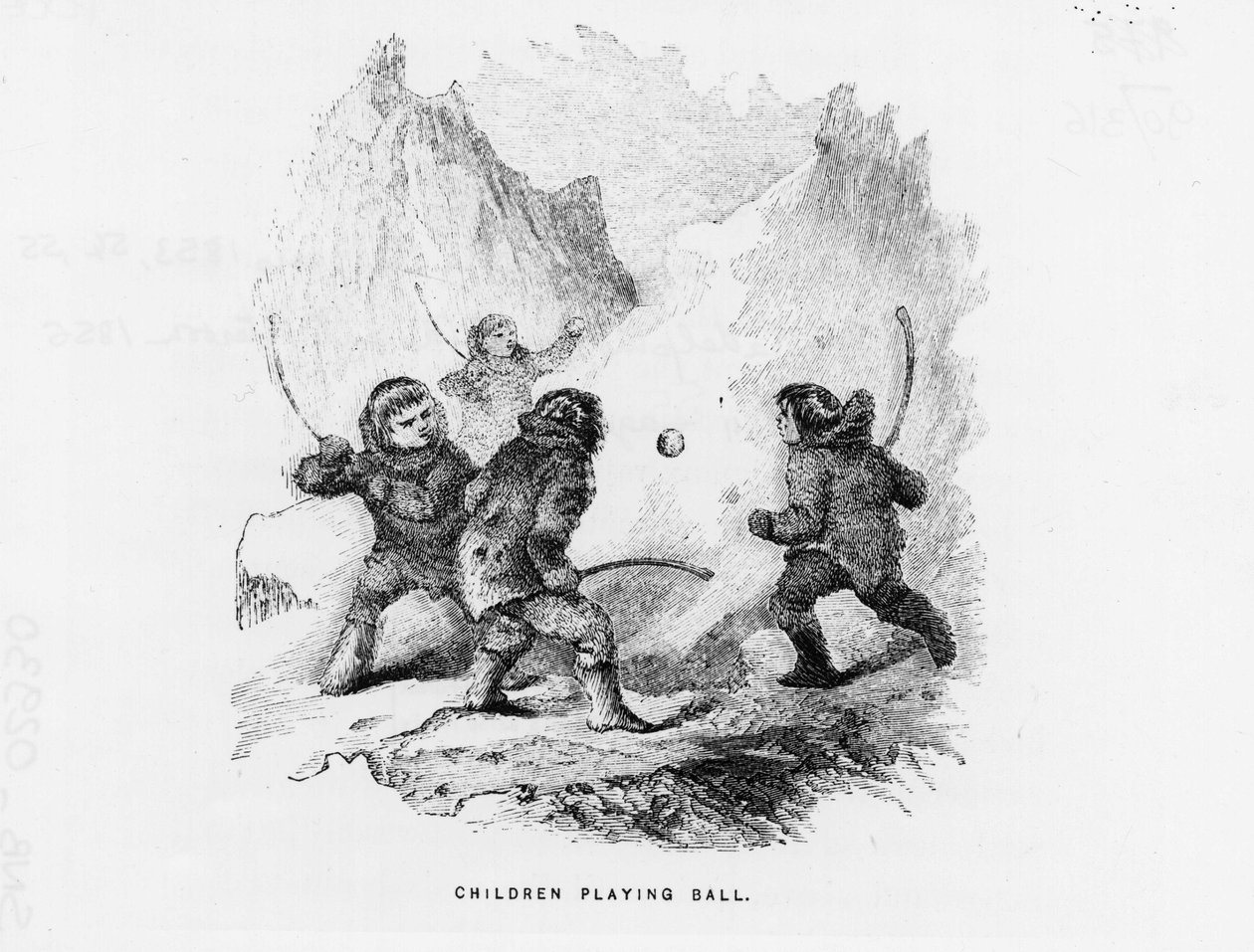 उत्तरी ध्रुव: आइस पैक पर बॉल गेम खेलते बच्चे - एलीशा केंट केन; 1853-1855 के वर्षों में कलात्मक अन्वेषण (फिलाडेल्फिया, चाइल्ड्स और पीटरसन द्वारा अमेरिकी स्कूल