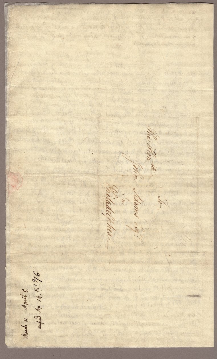 पेज 4, जॉन एडम्स को अबीगैल एडम्स का पत्र, 31 मार्च - 5 अप्रैल 1776 (कागज पर स्याही) द्वारा अमेरिकी स्कूल