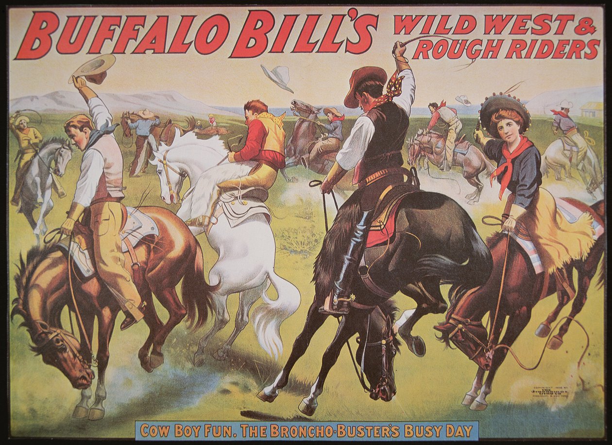 बफ़ेलो बिल का पोस्टर (1846-1917) वाइल्ड वेस्ट शो द्वारा अमेरिकी स्कूल