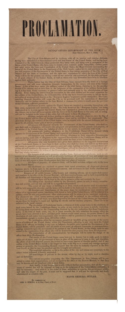 उद्घोषणा, 1 मई 1862 द्वारा अमेरिकी स्कूल
