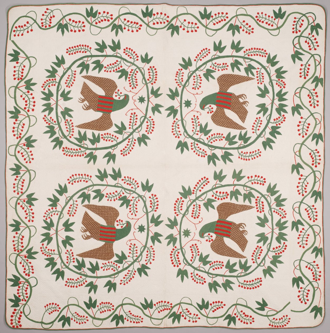 रजाई, सी.1840-50 (एप्लिकेड कॉटन) द्वारा अमेरिकी स्कूल