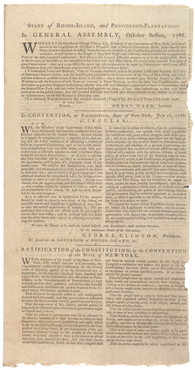 संविधान में संशोधन के लिए NYS के प्रस्ताव को मुद्रित करते हुए प्रस्ताव, 1788 अक्टूबर द्वारा अमेरिकी स्कूल