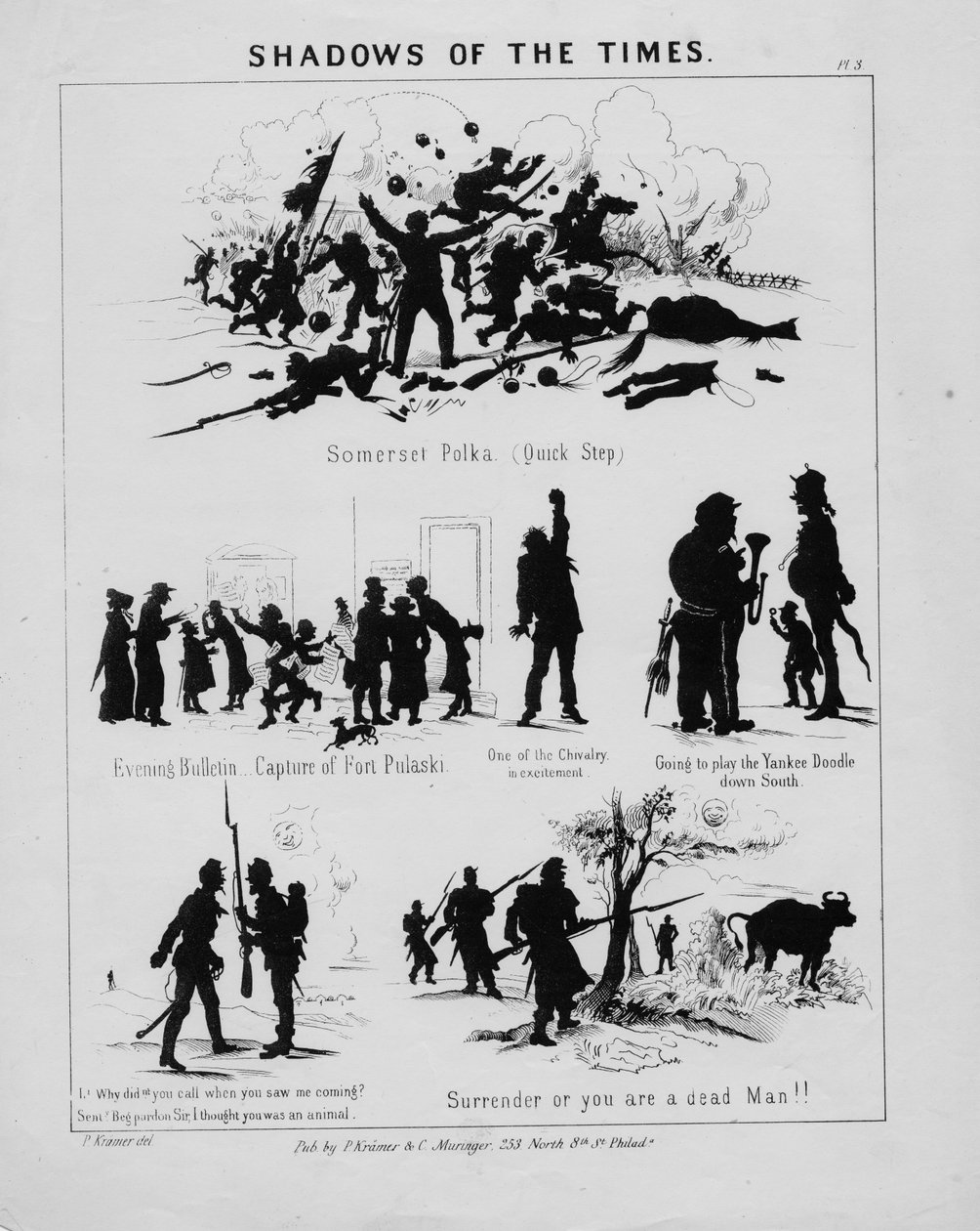 पी। क्रेमर और सी। मॉरिंगर, फिलाडेल्फिया, c.1862 द्वारा प्रकाशित समय की छाया, प्लेट 3 द्वारा अमेरिकी स्कूल