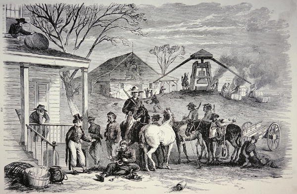 1864 में मार्च टू द सी के दौरान दक्षिण कैरोलिना में लूटपाट 'शर्मन बमर्स' (लिथो) द्वारा अमेरिकी स्कूल