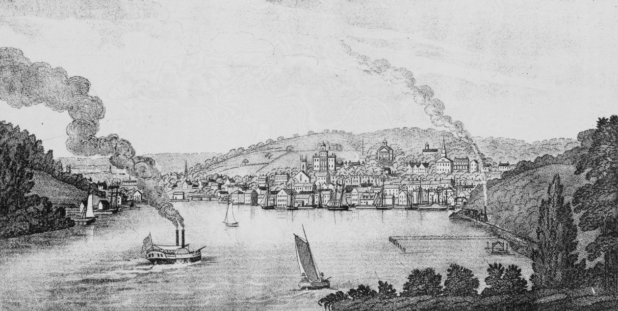 1856 में जॉन वार्नर बार्बर द्वारा &39;कनेक्टिकट हिस्टोरिकल कलेक्शंस&39; से नॉर्विच सिटी का साउथ व्यू द्वारा अमेरिकी स्कूल