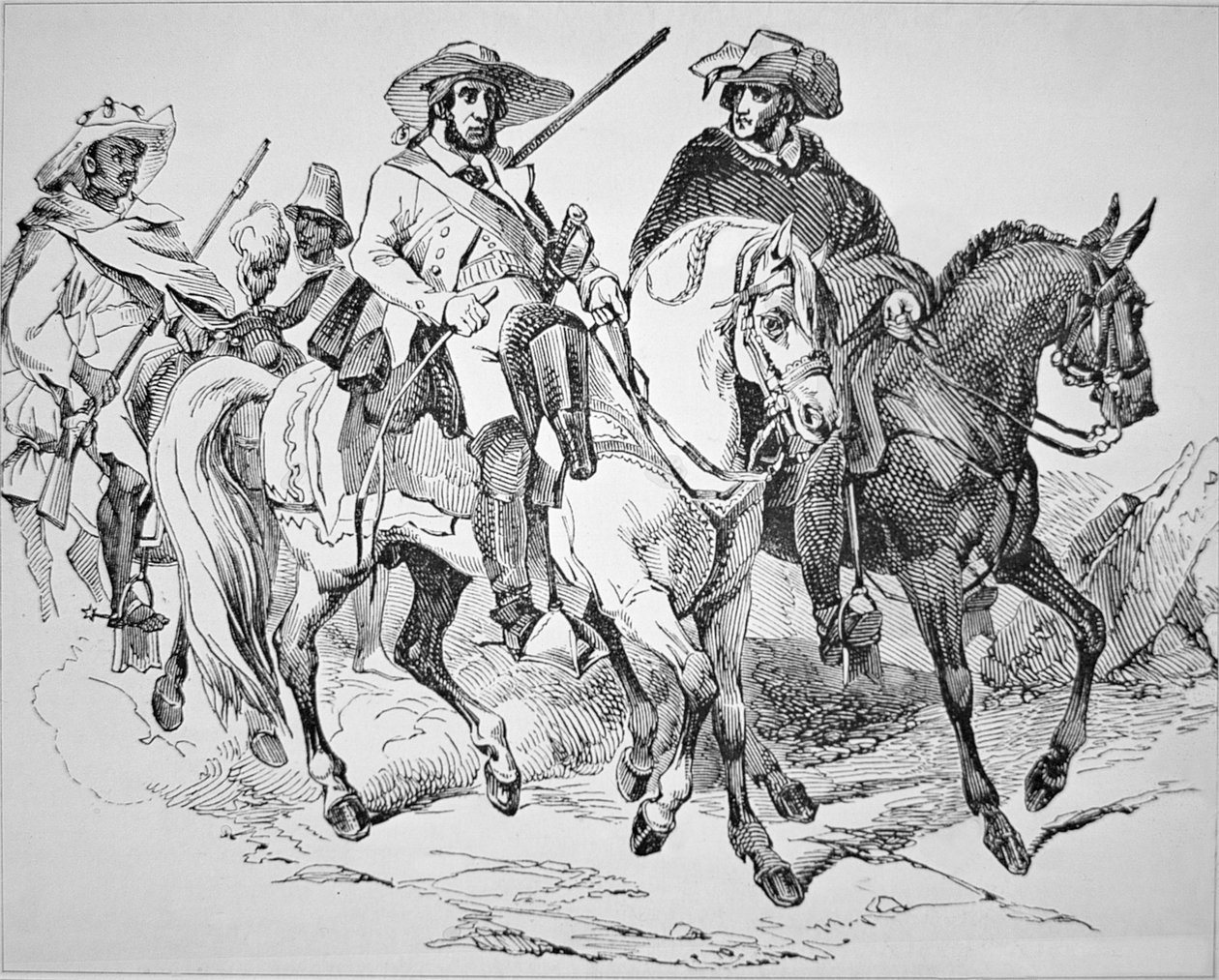 टेक्सास गणराज्य की अवधि के दौरान टेक्सास रेंजर्स (1836-45) 1842 (उत्कीर्णन) द्वारा अमेरिकी स्कूल