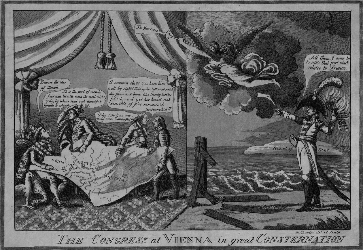 वियना में कांग्रेस ने बड़ी कमी, c.1815 (नक़्क़ाशी और जलीय) द्वारा अमेरिकी स्कूल