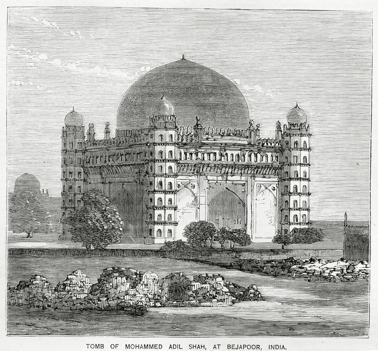 1659 में निर्मित मोहम्मद आदिल शाह II का मकबरा, गुम्बज द्वारा अमेरिकी स्कूल