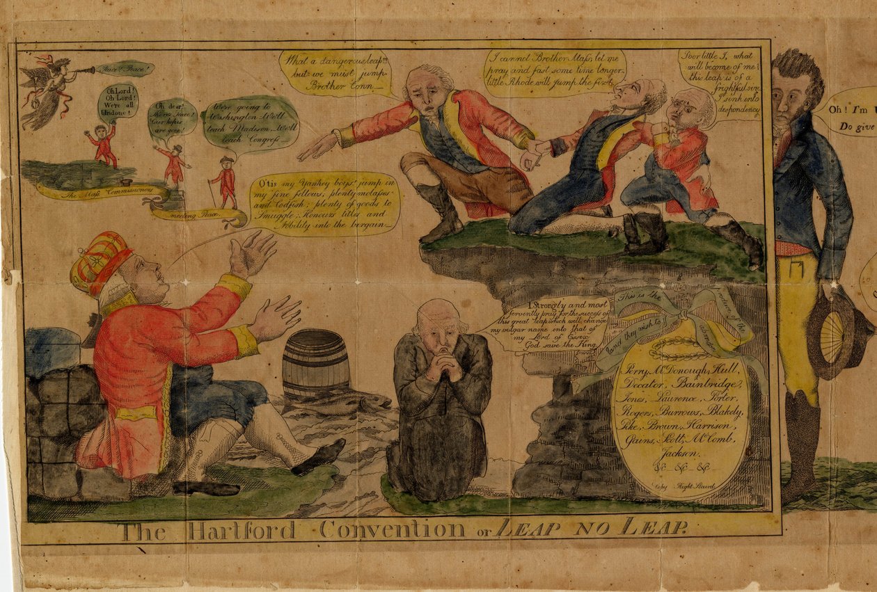 हार्टफोर्ड कन्वेंशन, या, लीप नो लीप, 1815 (हाथ से रंगा हुआ उत्कीर्णन) द्वारा अमेरिकी स्कूल