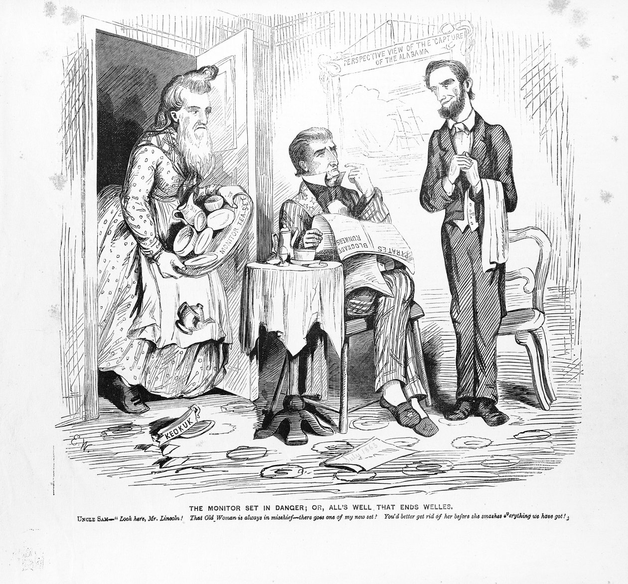 मॉनिटर खतरे में सेट है, या, Alls Well that Ends Well, c.1862 द्वारा अमेरिकी स्कूल