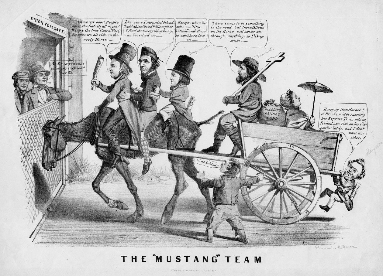मस्टैंग टीम, Currer & Ives, न्यूयॉर्क, c.1856 द्वारा प्रकाशित द्वारा अमेरिकी स्कूल