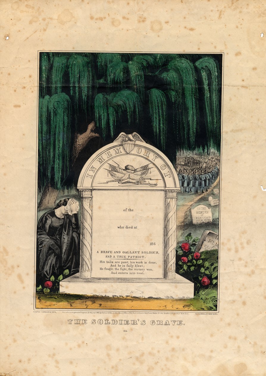 द सोल्जर्स ग्रेव, पब। करियर और इवेस द्वारा, c.1862 द्वारा अमेरिकी स्कूल