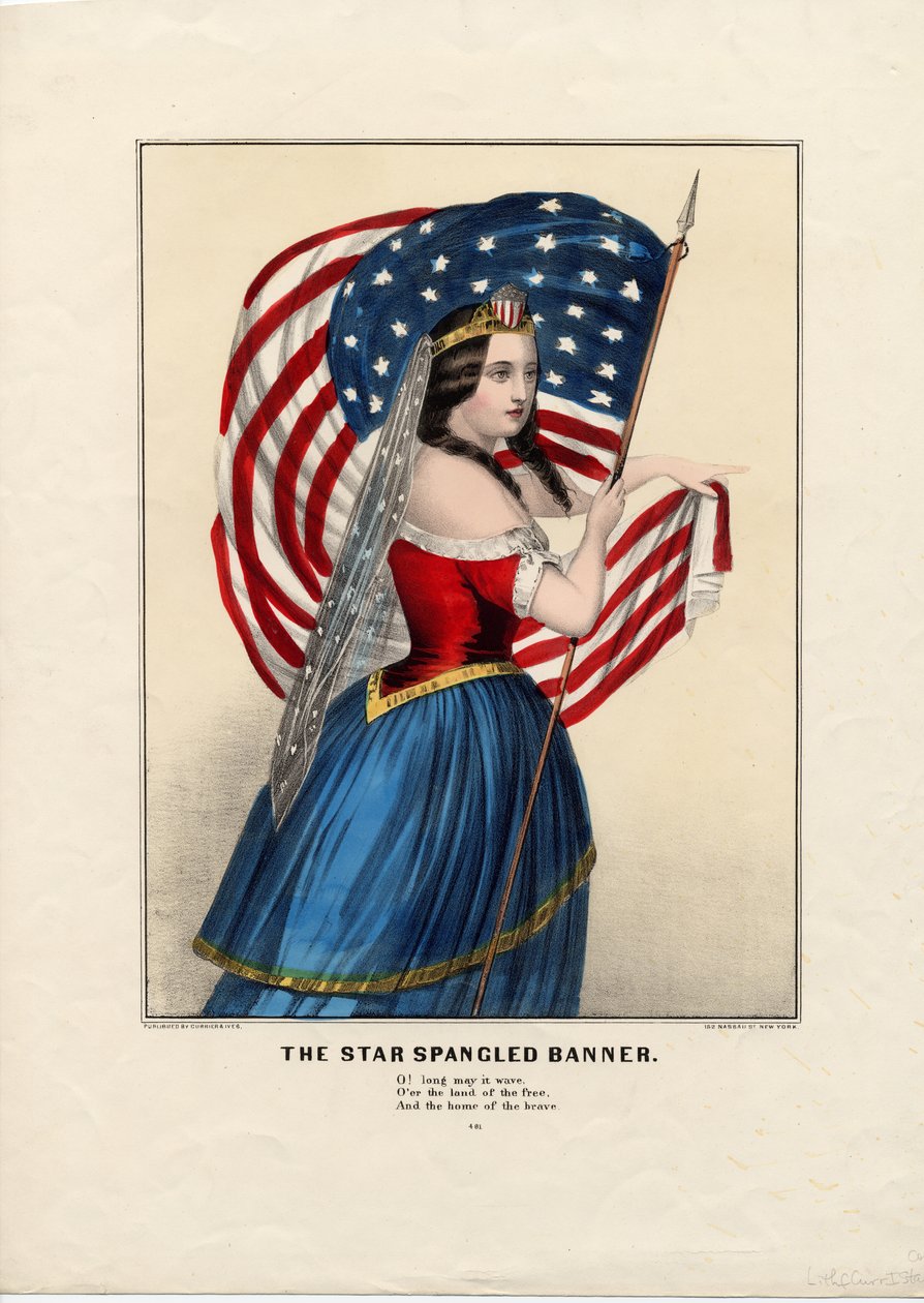 द स्टार स्पैंगल्ड बैनर, पब। करियर और इवेस द्वारा, c.1860 द्वारा अमेरिकी स्कूल