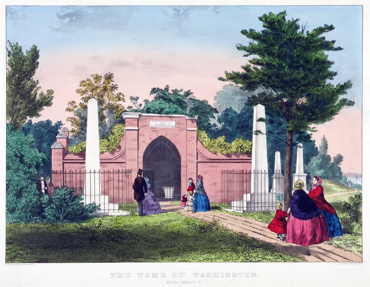 वाशिंगटन का मकबरा, माउंट वर्नोन, वीए, पब। c1857 रंग लिथोग्राफ। द्वारा अमेरिकी स्कूल