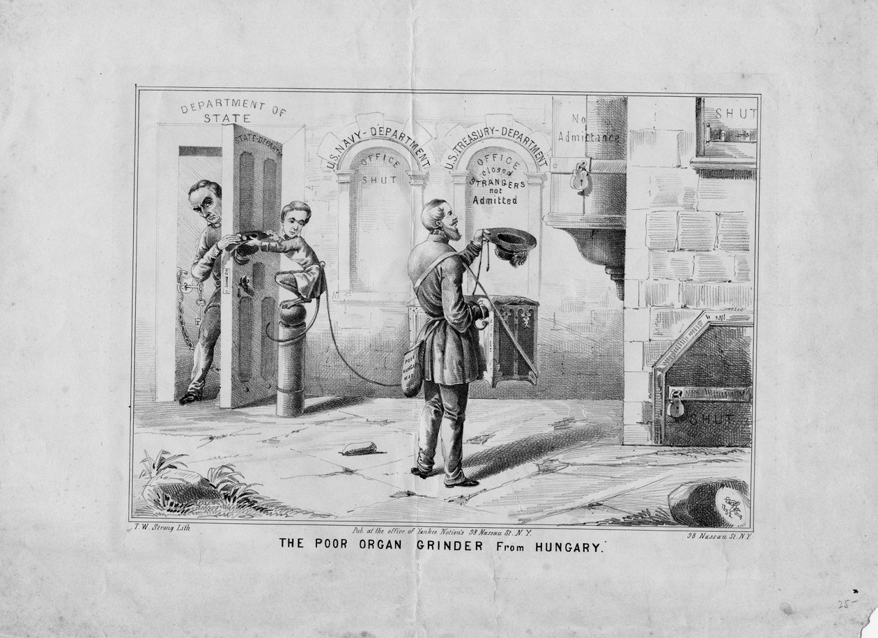 हंगरी के गरीब अंग की चक्की, TW स्ट्रॉन्ग, न्यूयॉर्क द्वारा प्रकाशित, c.1852 द्वारा अमेरिकी स्कूल