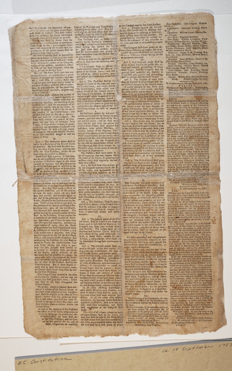 अमेरिकी संविधान, c.10th सितंबर 1787 (जीएलसी 696083 भी देखें) द्वारा अमेरिकी स्कूल