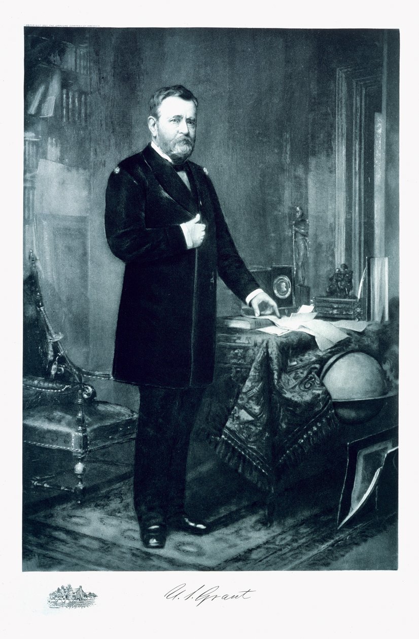 Ulysses S. Grant, संयुक्त राज्य अमेरिका के 18 वें राष्ट्रपति, पब। 1901 (फोटोग्राव्योर) द्वारा अमेरिकी स्कूल